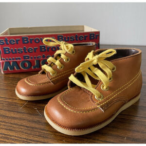 Vintage New In Box Buster Brown Bear Cub Baby Shoes Lace Up Brown Size 3